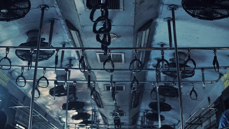 grey metal train ceilingi