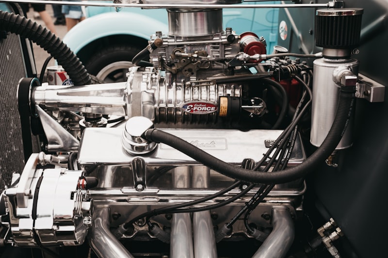 a close up of the engine of a car