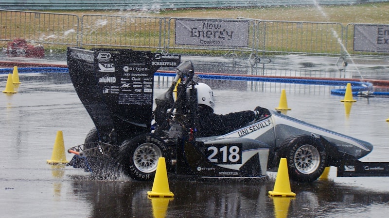 Formula 1 racer on car