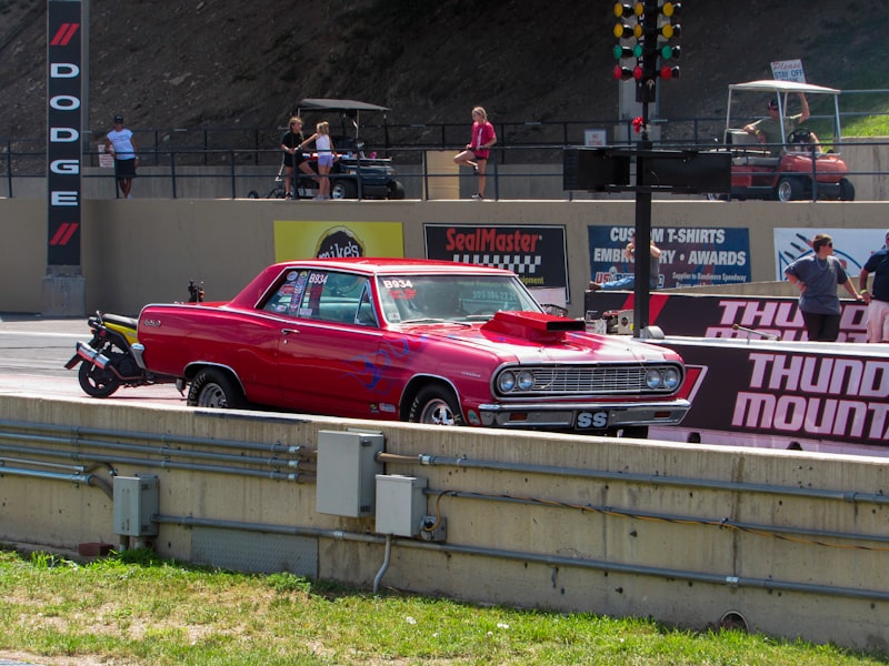 a red car on a race track