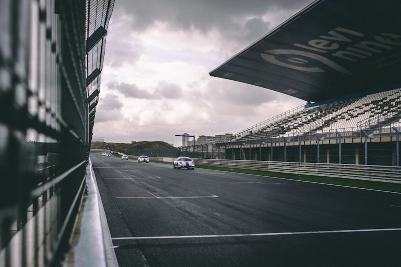 a race track with cars driving on it
