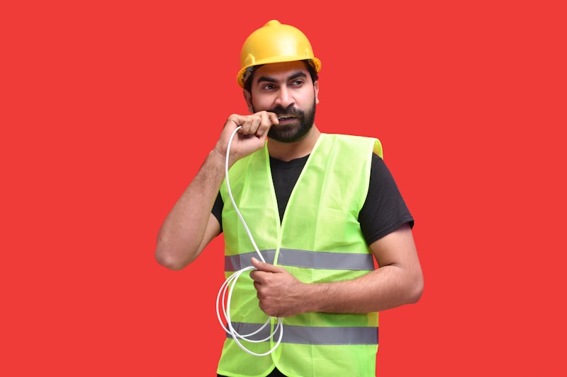 a person wearing a hard hat