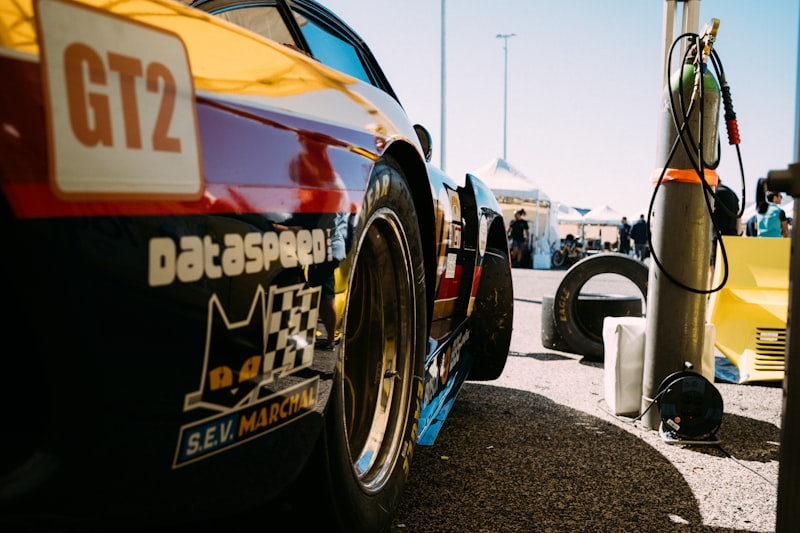Race car with gt2 logo and sponsor decals