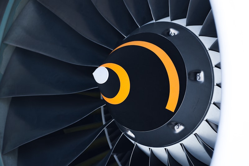 black and white airliner turbine