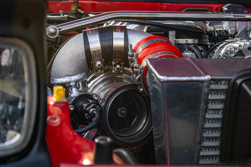 a close up of the engine of a car